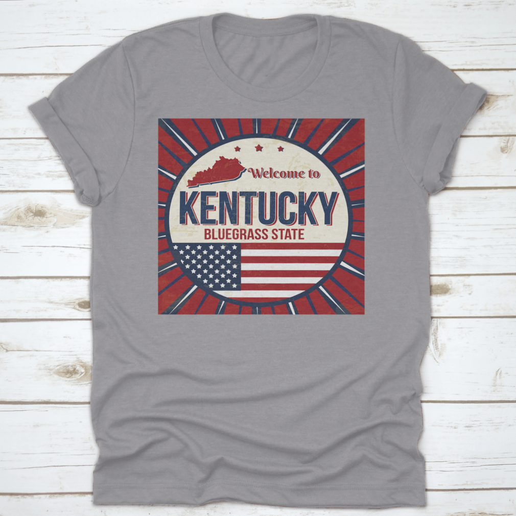 A comfortable t-shirt featuring a detailed map of Kentucky, showcasing the Bluegrass State with vibrant colors and quality fabric.